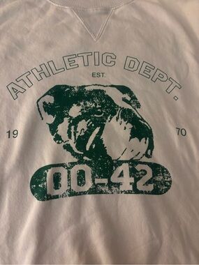 Athletic Dept. Bulldog Graphic Sweatshirt - Cream with Green Print